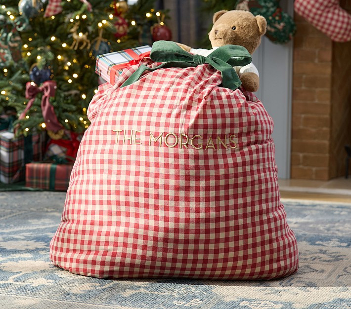 Chris Loves Julia Large Plaid Santa Bag | Pottery Barn Kids