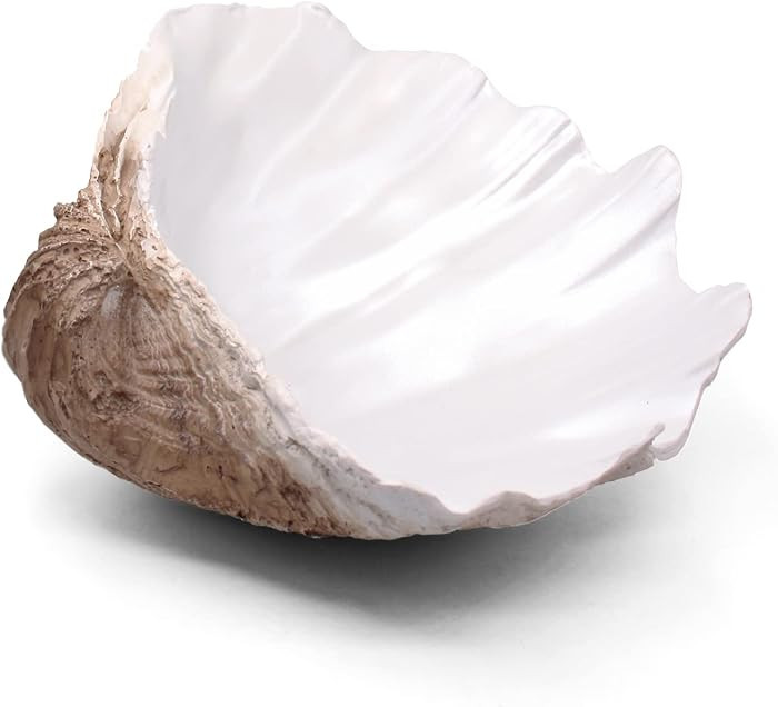 Large EarthTan-White Sea Shells Decorative Bowl Resin Clam Shell Bowl Beach Decorations for Home ... | Amazon (US)