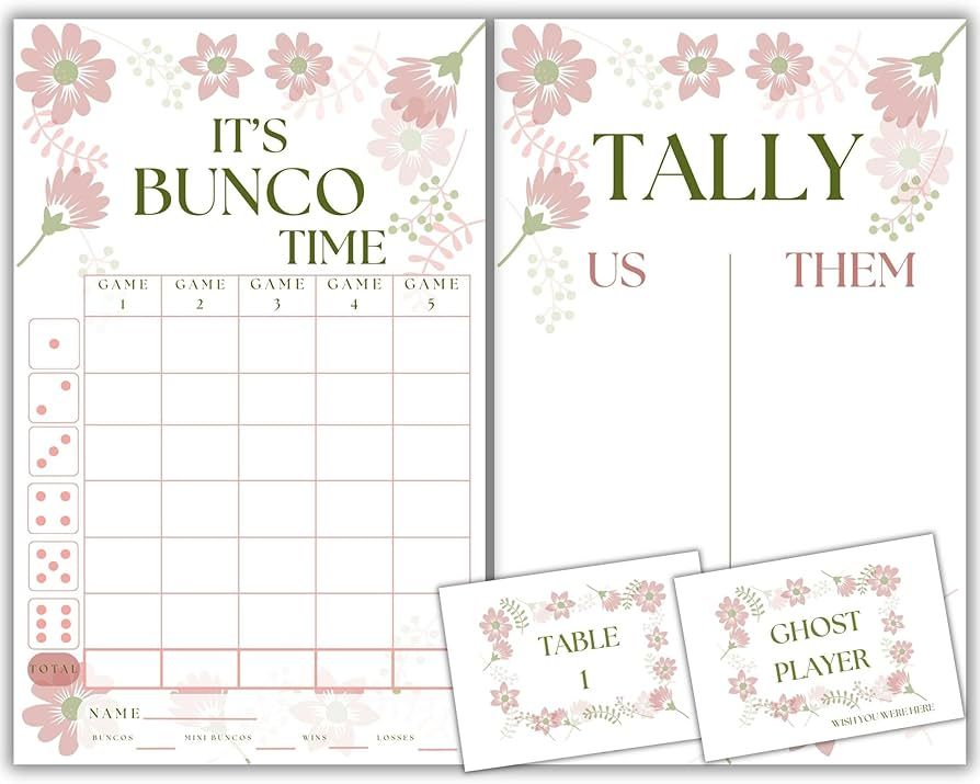 Mother's Day Bunco - Spring Bunco - Bunco Score Sheets - Flower Themed Bunco - Scorecards - Tally... | Amazon (US)