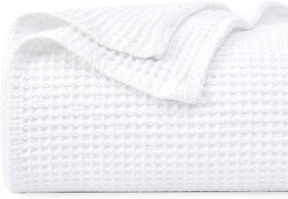 PHF 100% Cotton Waffle Weave Blanket Queen Size 90"x90"-Lightweight Washed Soft Breathable Blanket f | Amazon (US)