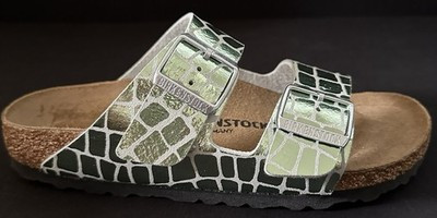 Birkenstock Arizona Metallic Gator Gleam Sandals Ocean Breeze Women Sz 37 6-6.5 | eBay US
