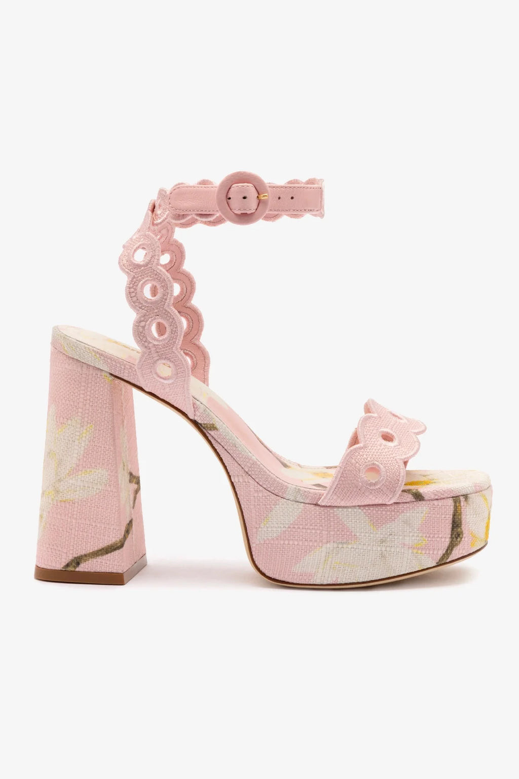 Dolly Broderie Sandal In Tulip Printed Raffia | Larroude