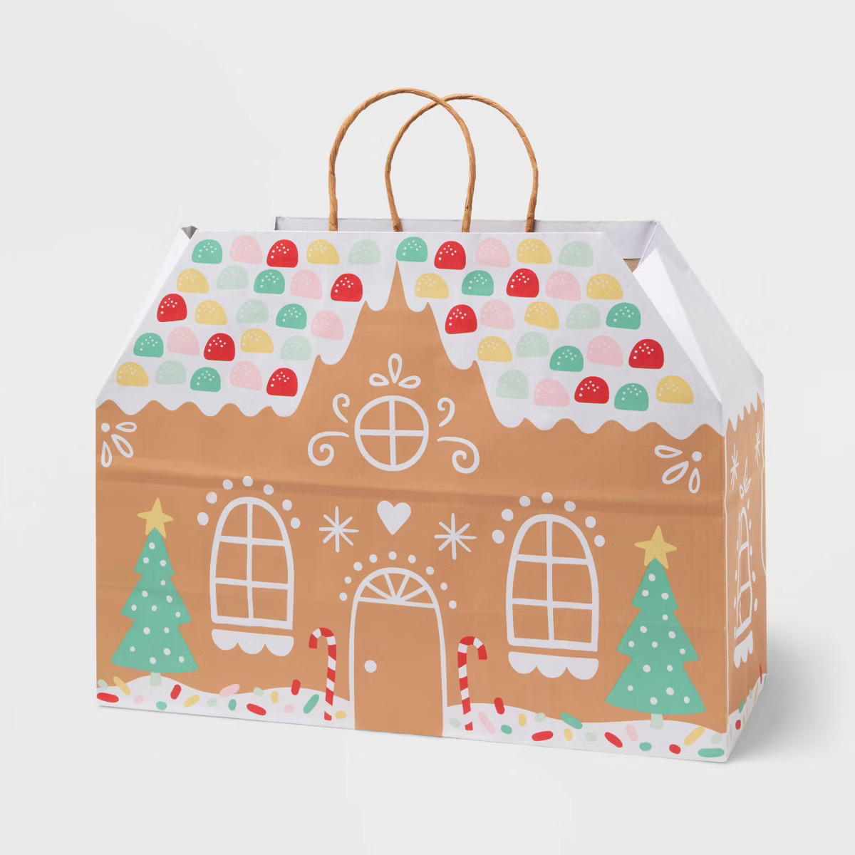 XL Gingerbread House Christmas Gift Bag Colorful - Spritz™ | Target