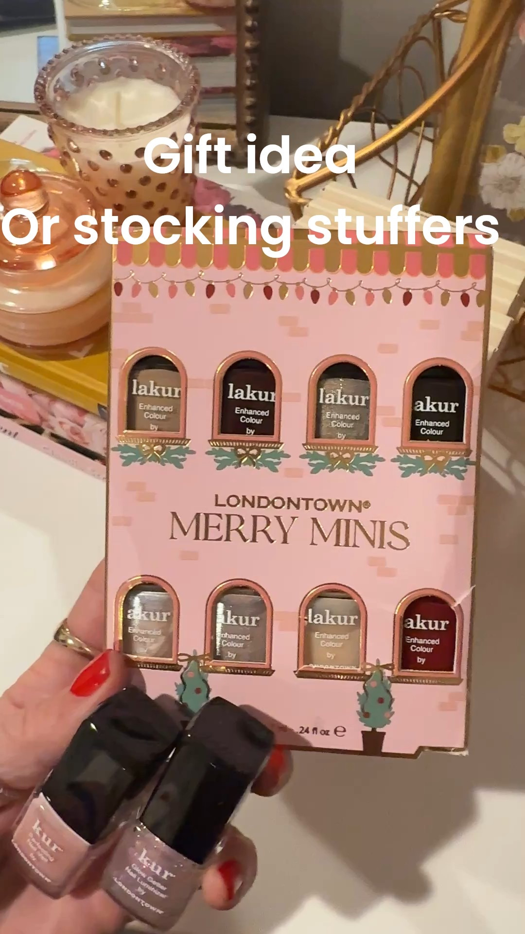 London Town 
Merry mini 8 nail polishes 
Clean beauty, pretty colors and great gift idea or break apart and use as stocking stuffers.

I love these polishes and they last a good amount of time.


#LTKFindsUnder50 #LTKGiftGuide #LTKBeauty