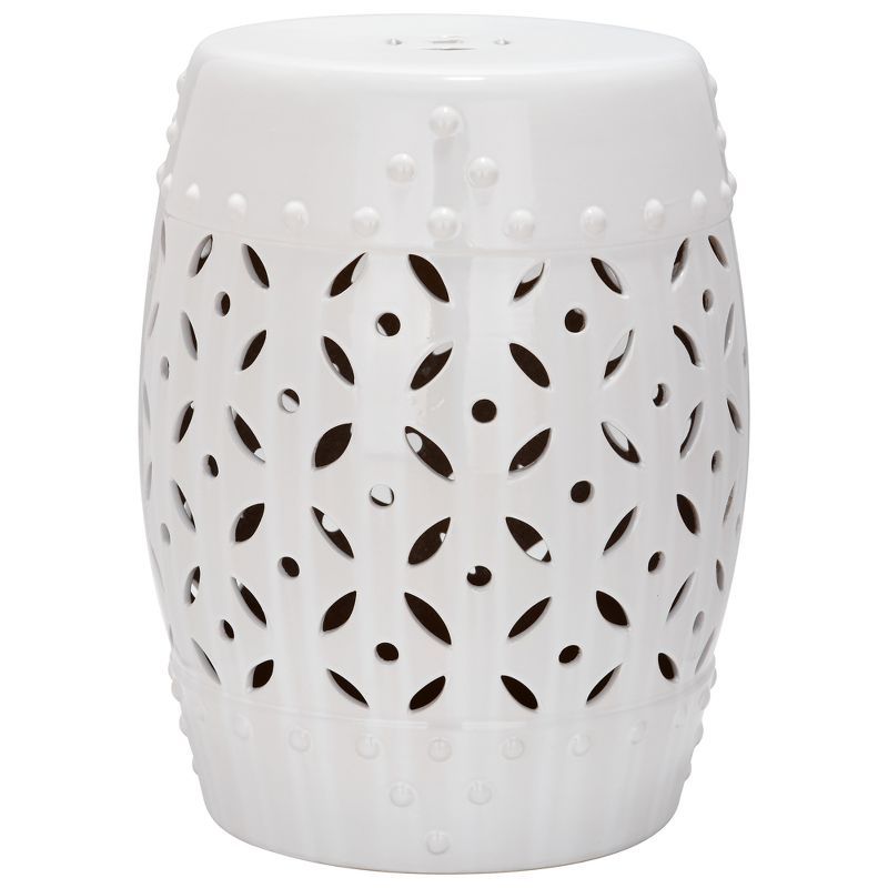 White Lattice Coin Garden Stool - White - Safavieh | Target