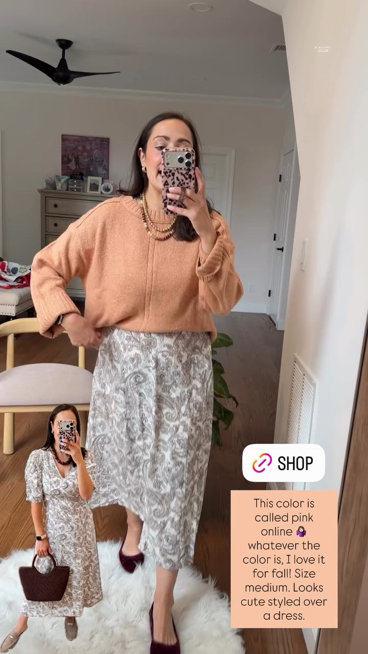 This color is called pink online 🤷🏻‍♀️ whatever the color is, I love it for fall! Size medium. Looks cute styled over a dress.  @targetstyle @target
