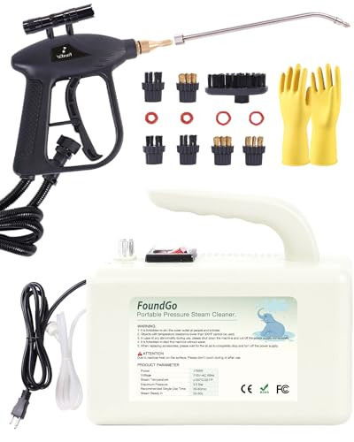 FoundGo 1700W Tankless Handheld Steam Cleaner with 7 Brushes 20s Heating to 239℉ Pressurized Portable Steam Cleaner, Cleaning Home/Kitchen/Car & More-White | Amazon (US)