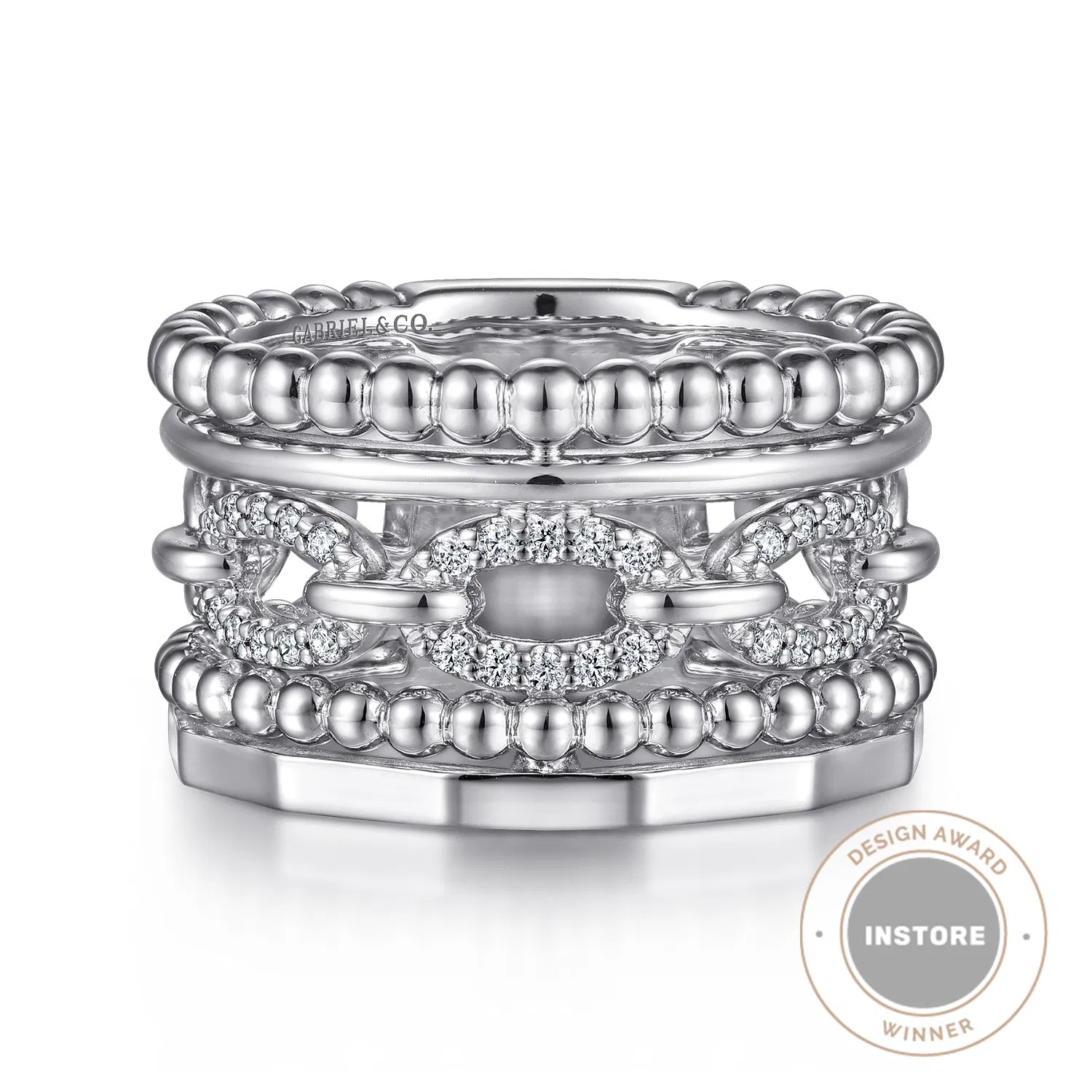 925 Sterling Silver Bujukan White Sapphire Easy Stackable Ring | Gabriel & Co. Fine Jewelry And Bridal