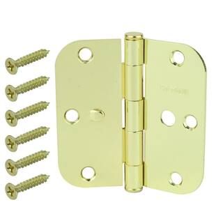 Everbilt 3-1/2 in. Bright Brass 5/8 in. Radius Security Door Hinges Value Pack (3-Pack) 13704 - T... | The Home Depot