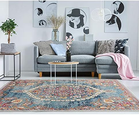Ottomanson Area Rug, 7'10" x 9'10", Turquoise | Amazon (US)