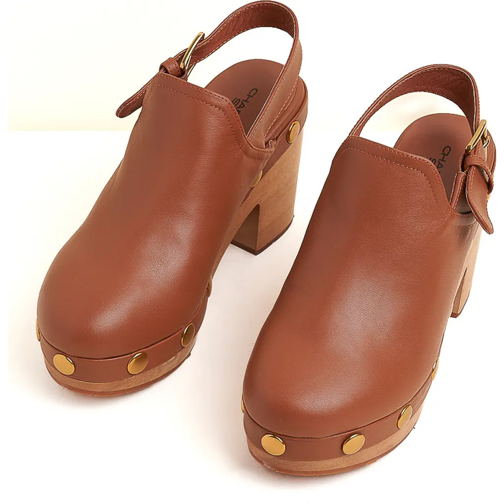 Charlotte Stone Hari Platform Slingback Studded Clog in Luggage at Nordstrom, Size 9 | Nordstrom