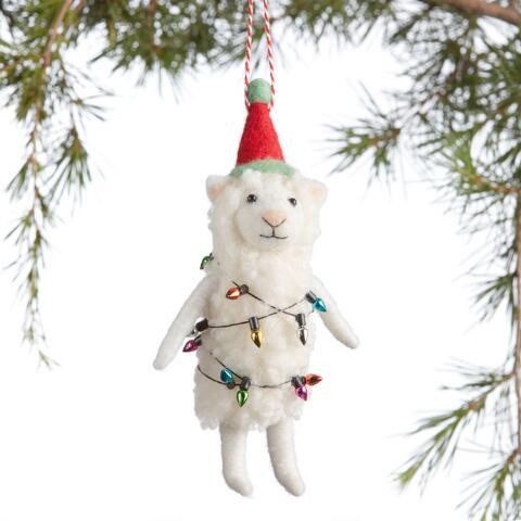 Wool Festive Sheep Ornament | World Market