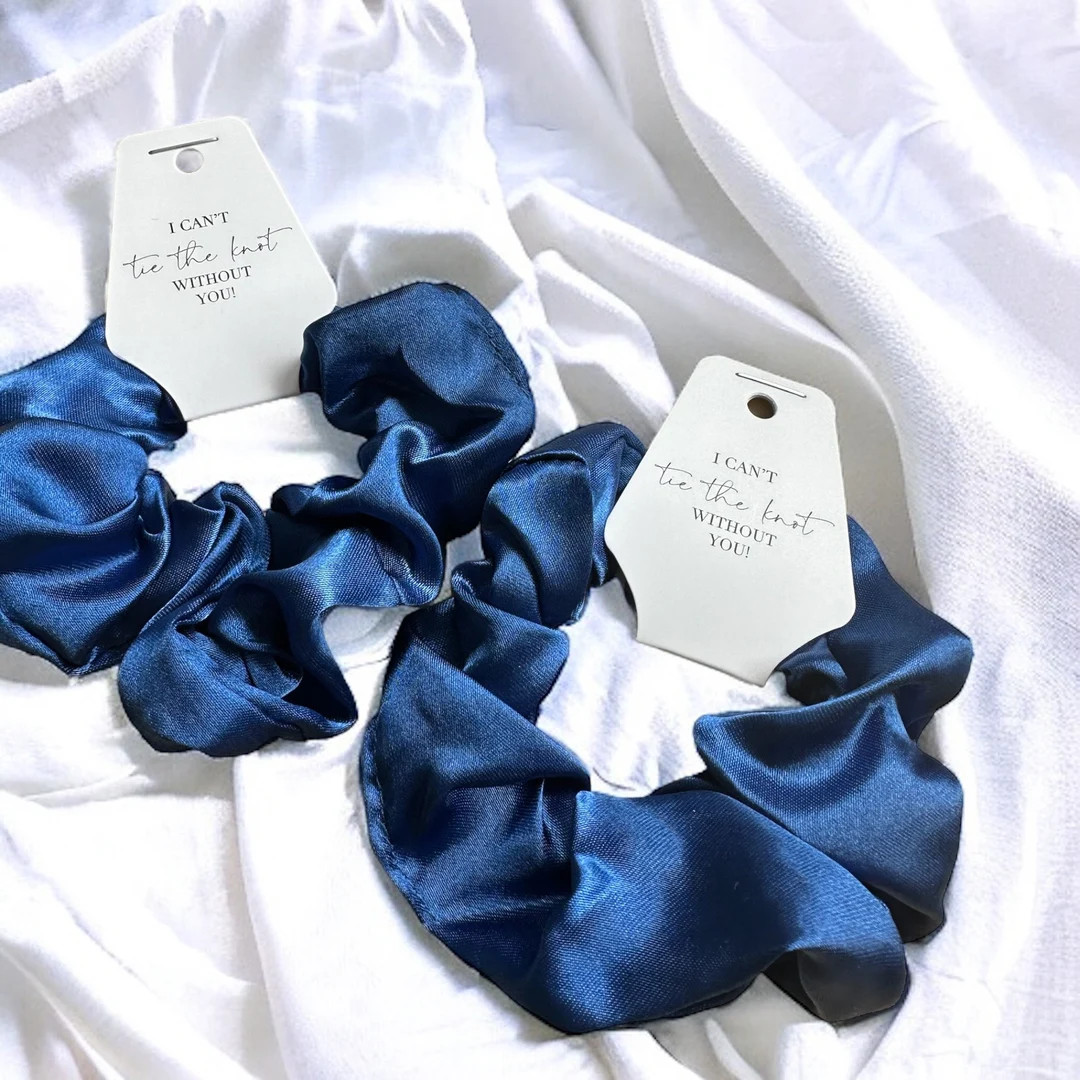 Navy Blue Bridesmaid Scrunchie Satin Scrunchie Bridesmaid Proposal Hen Party Gift I Cant Tie the ... | Etsy (US)