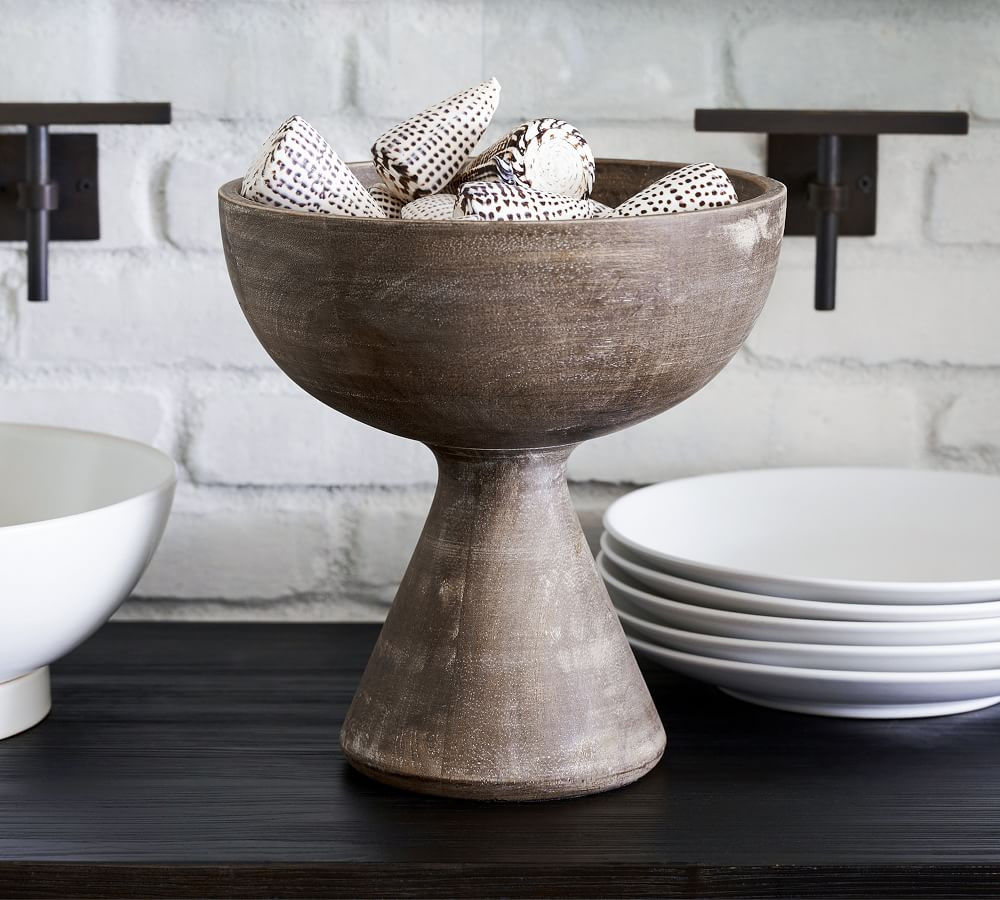 Raven Handcrafted Wooden Footed Bowl | Pottery Barn (US)