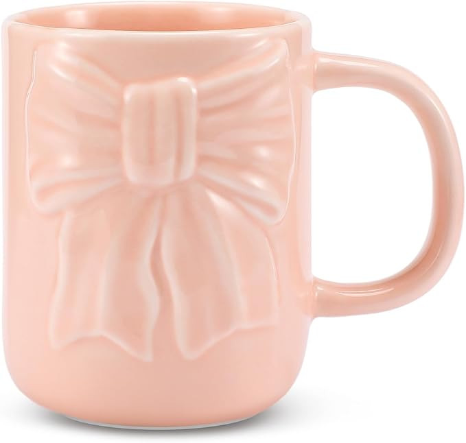 Bow Coffee Mug Coquette Ceramic Bow Mug 13 oz Charming Pink Coquette Cups with Handle Porcelain C... | Amazon (US)
