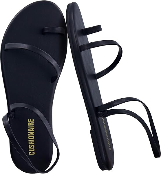 CUSHIONAIRE CHAI Flat Strappy Sandals for Women, Comfortable Dressy Summer Slip-On Sandal with Me... | Amazon (US)