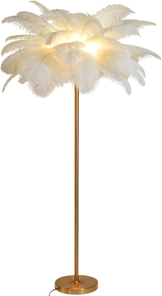 KangruiBo LáMpara Natural De Plumas De Avestruz, LáMpara De Mesa Ajustable Led, LáMpara De Lec... | Amazon (ES)