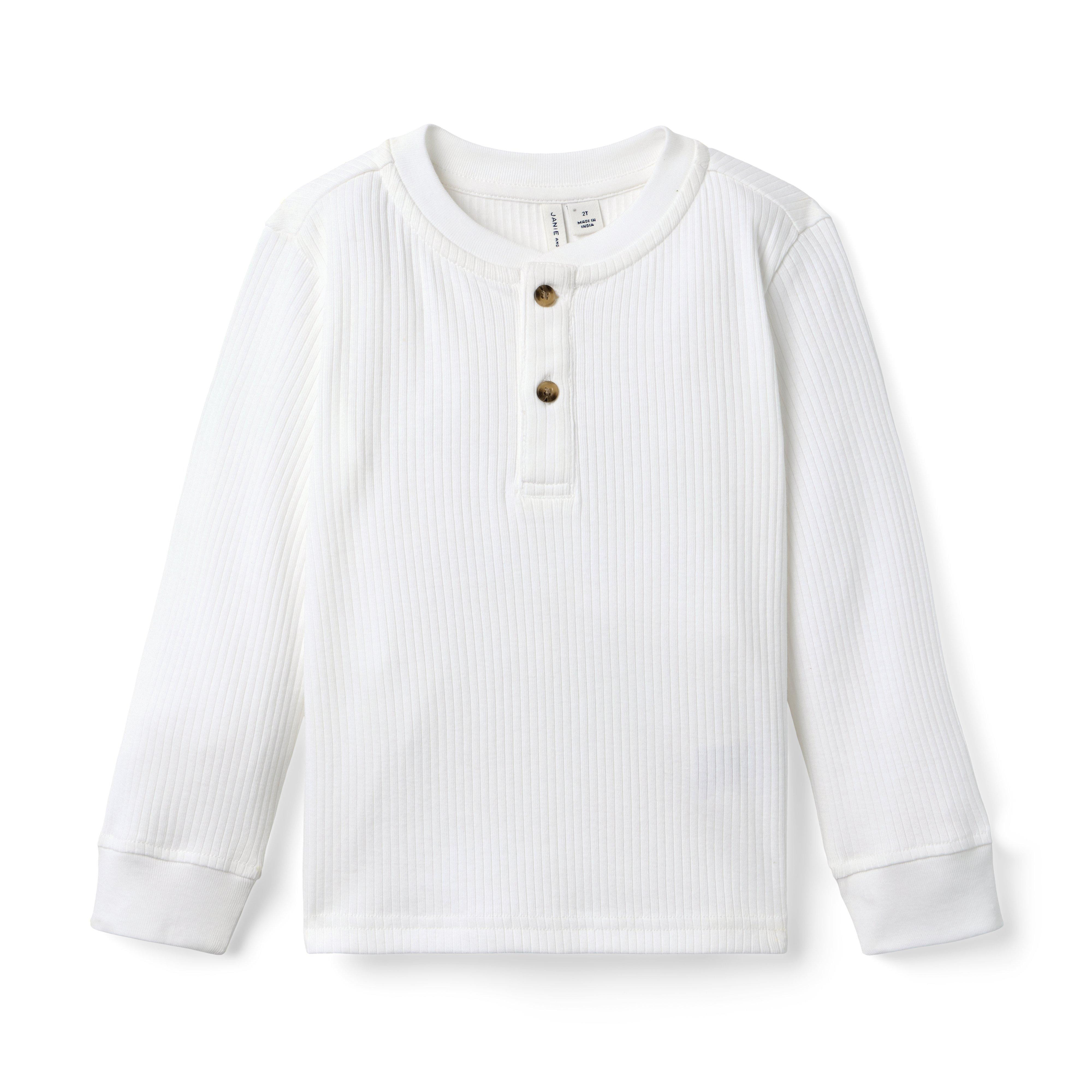 Janie and Jack | Henley Tee - White / 18-24m | Janie and Jack