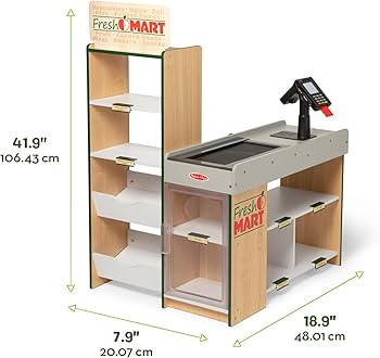Melissa & Doug, Fresh Mart Pretend Grocery Store, Kids Cash Register with Scanner, Shelves, & Con... | Amazon (US)