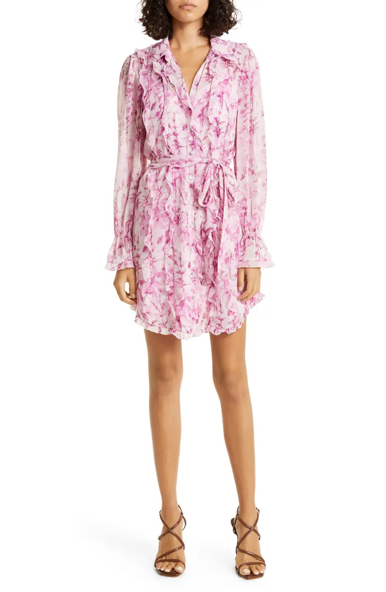 Estelle Floral Print Ruffle ShirtdressCINQ À SEPT | Nordstrom