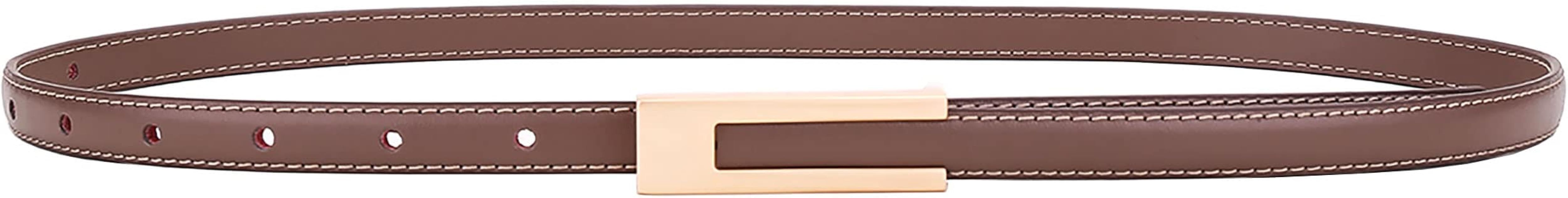 Womens Leather Belt Skinny Waist Belt for Dresses with Gold Buckle, Womens Simple Thin Belts for ... | Amazon (US)