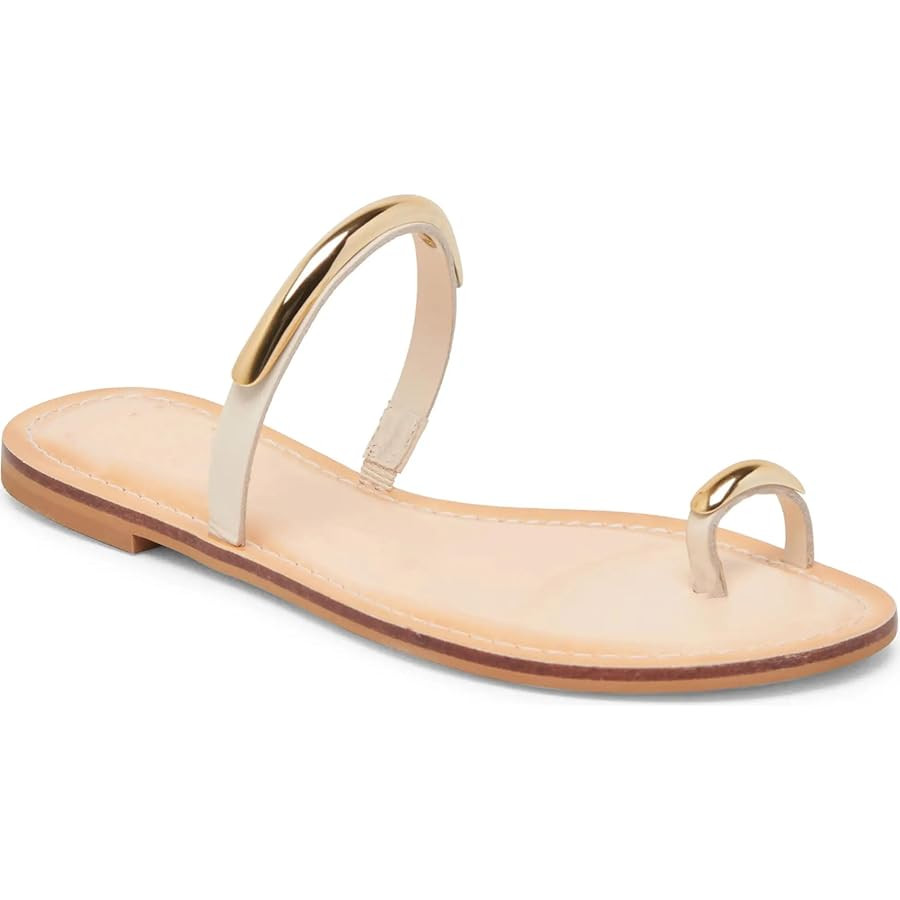 Toe Ring Thong Sandals for Women Open Toe Slide Flat Sandals Casual Summer Dressy Beach Sandals | Amazon (US)