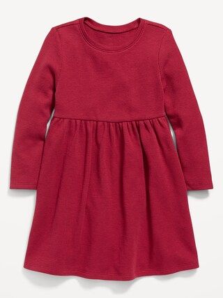 Fit & Flare Long-Sleeve Thermal-Knit Dress for Toddler Girls | Old Navy (US)