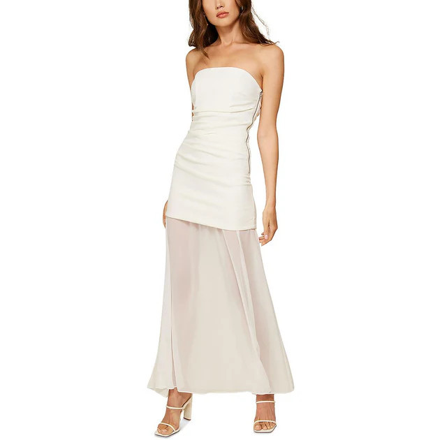 Womens Strapless Mixed Media Maxi Dress | Shop Simon