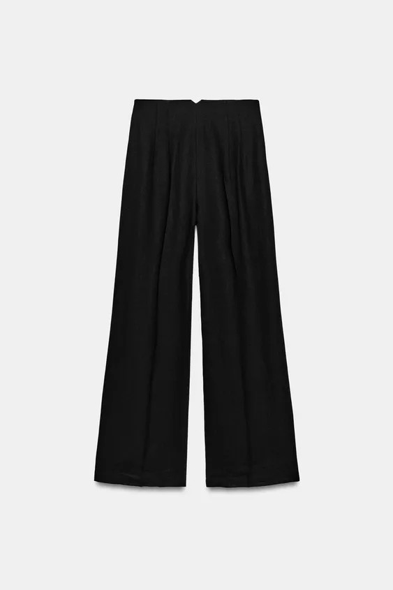 ZW COLLECTION HIGH-WAIST LINEN BLEND TROUSERS | Zara UK