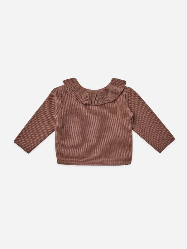 ruffle collar knit sweater | pecan | Quincy Mae