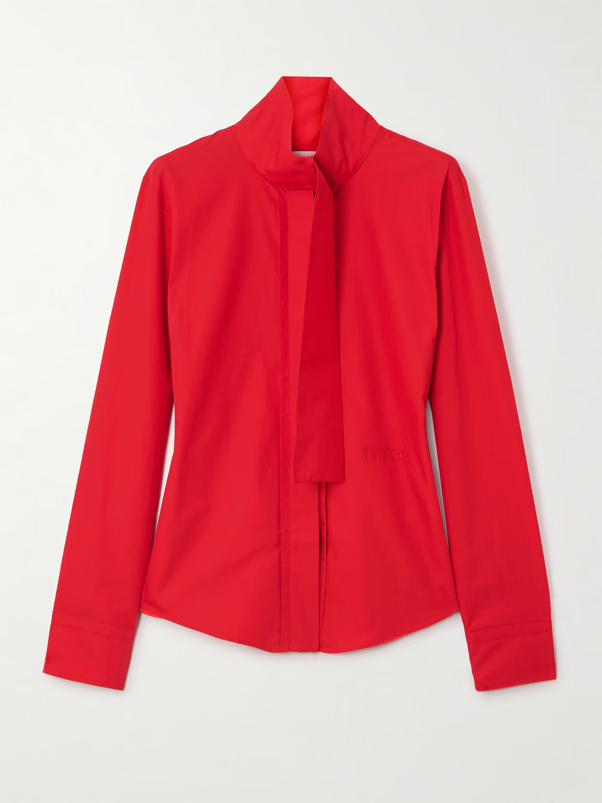 Patou - Tie-neck Cotton-poplin Blouse - Pink | NET-A-PORTER (US)