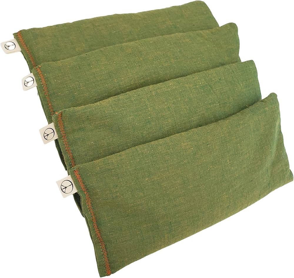 Pack (4) Unscented Organic Flax Seed Eye Pillows - 4 x 8.5 - Soft & Soothing Cotton - soothing re... | Amazon (US)