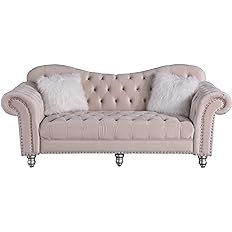 Morden Fort Luxury Classic America Chesterfield Tufted Camel Back Armchair Living Room Sofa, Beig... | Amazon (US)