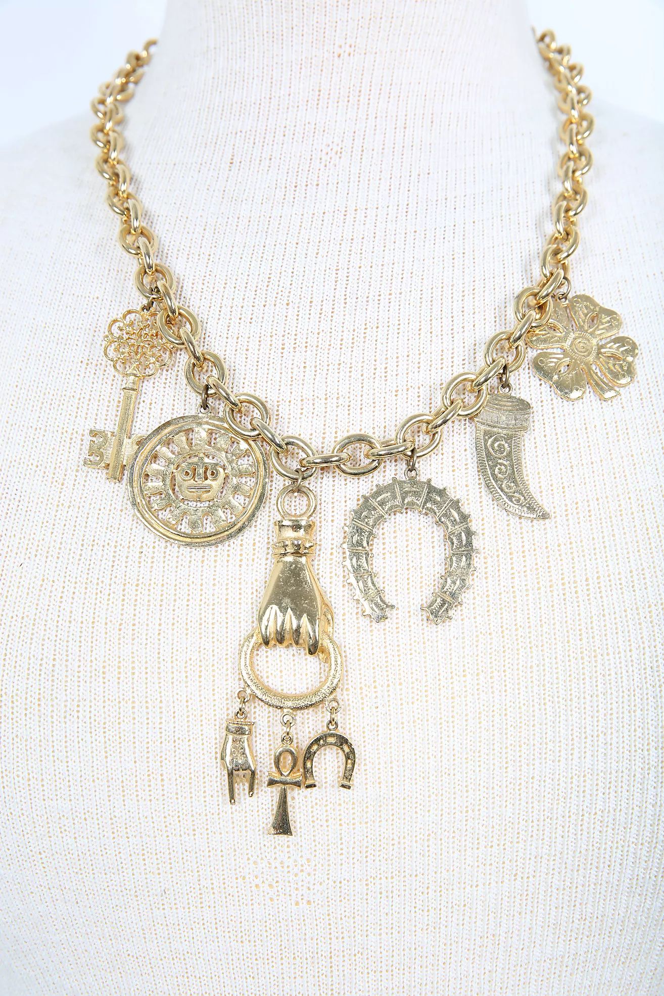 Gold Chunky Necklace with Assorted Charms Selected by Love Rocks Vintage | Free People (Global - UK&FR Excluded)