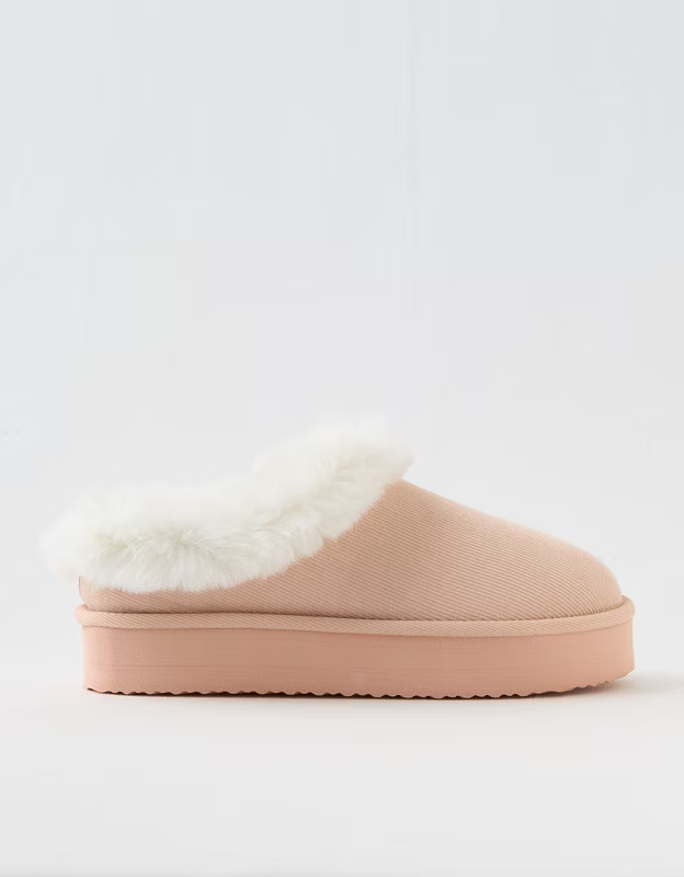 Aerie Corduroy Fur Scruff Slippers | Aerie