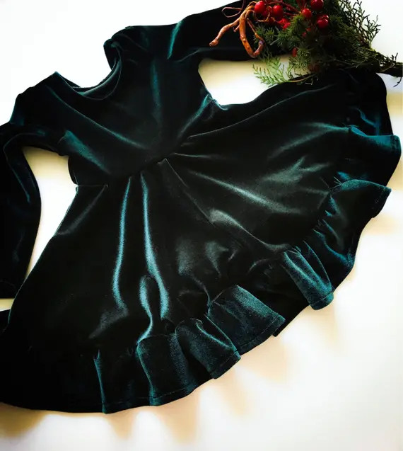 Velvet dress green girl velvet dress Children evening gown | Etsy | Etsy (US)