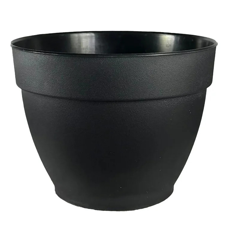 Jacinto Recycled Plastic Planter, 8 inch Opening Diameter, Black Color | Walmart (US)