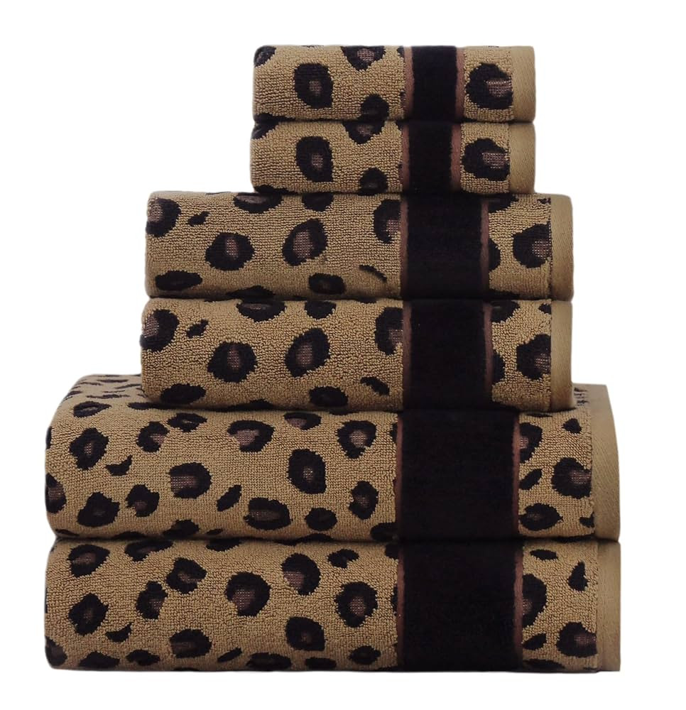 COTTON CRAFT 6 Piece Towel Set - Animal Print Leopard Cheetah Africa Safari 100% Cotton Jacquard ... | Amazon (US)