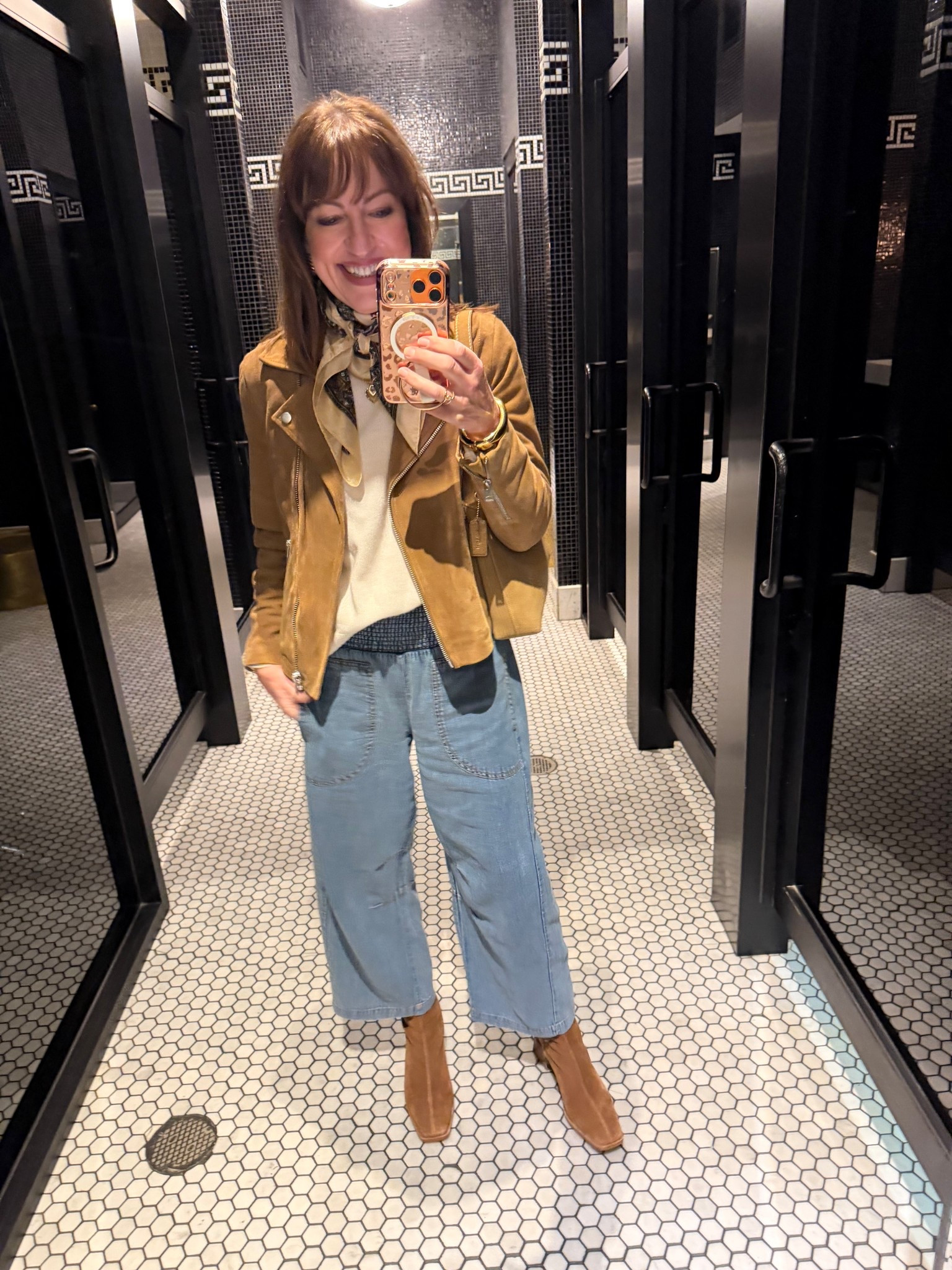 What I wore out to lunch to celebrate my mom’s birthday!

Quince, moto jacket, cashmere sweater, barrel jeans, silk scarf 

#LTKdayinmylife #LTKootd #LTKOver40