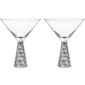 American Atelier Daphne Martini Glasses | Set of 2 | Hammered Metal Design | 9-Ounce Capacity | E... | Amazon (US)