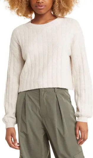 BP. Ribbed Crewneck Sweater in Green Lake at Nordstrom, Size Large | Nordstrom