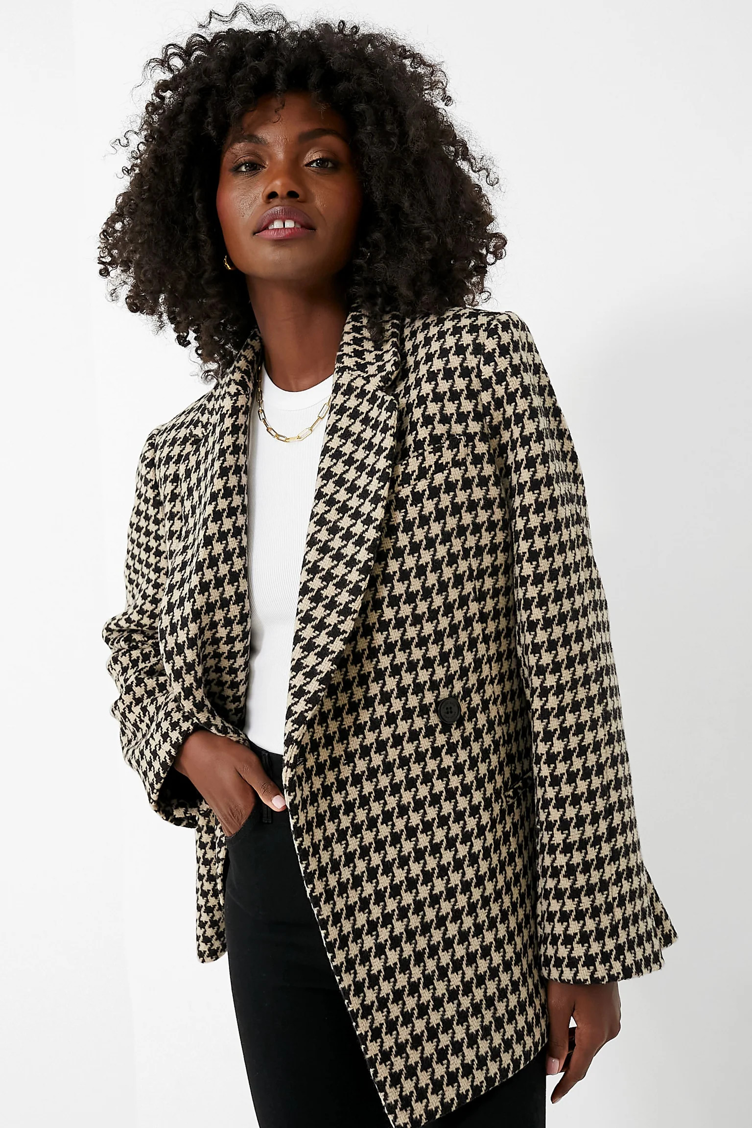 Black and Nude Houndstooth Kaia Blazer | Tuckernuck (US)