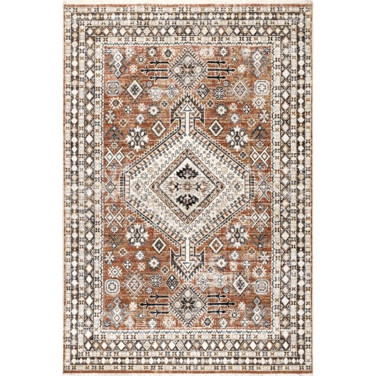 nuLOOM Vanesa Transitional Medallion Fringe Area Rug, 8' x 10', Rust | Walmart (US)