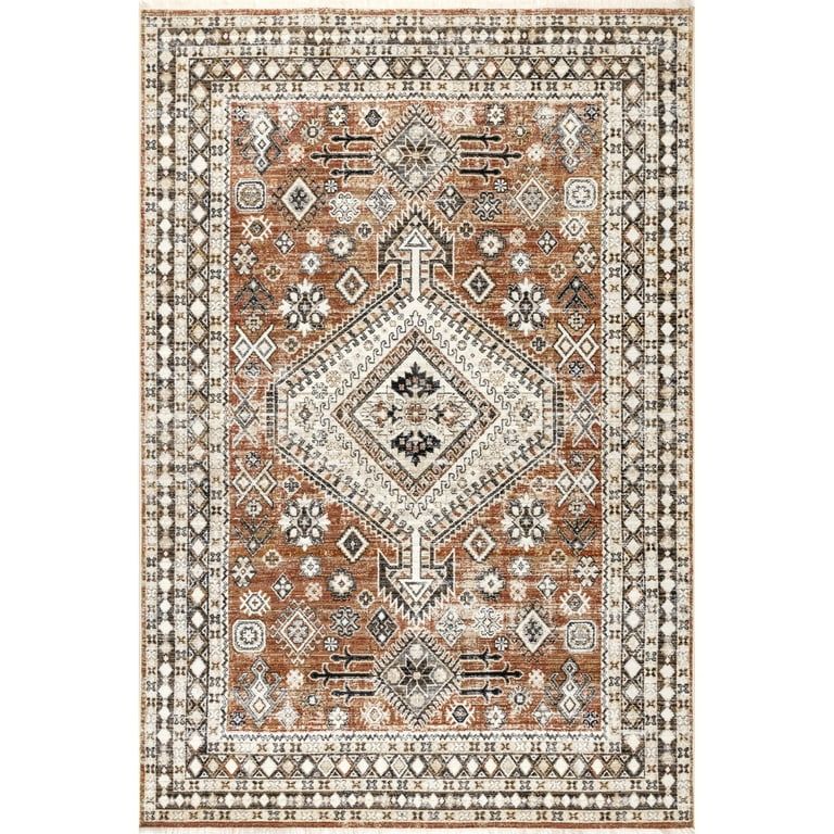 nuLOOM Vanesa Transitional Medallion Fringe Area Rug, 8' x 10', Rust | Walmart (US)