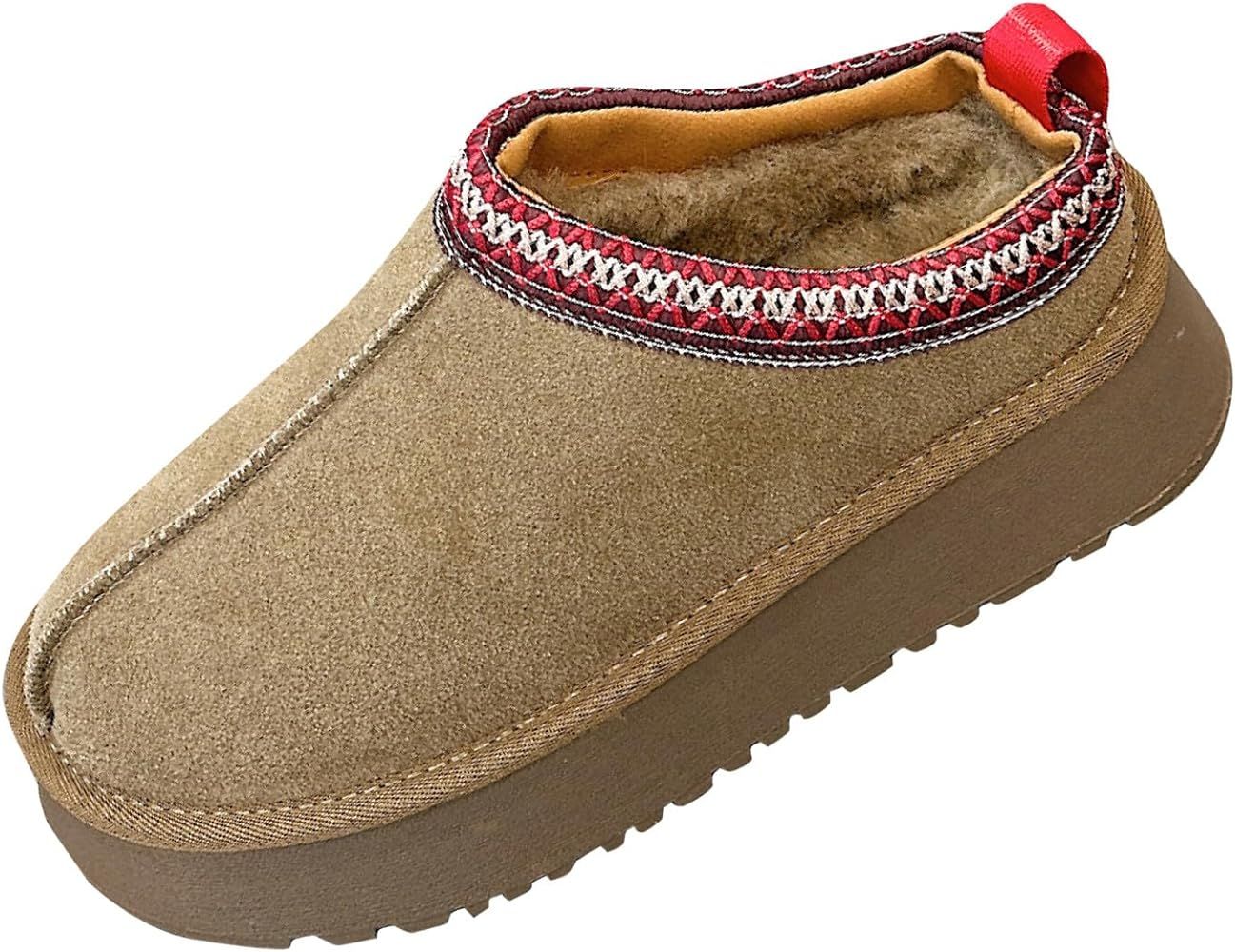 Women's Slippers Platform Mini Boots Ankle Short Boot Tasman Slippers Slip on Fur Fleece Lined Tasma | Amazon (US)