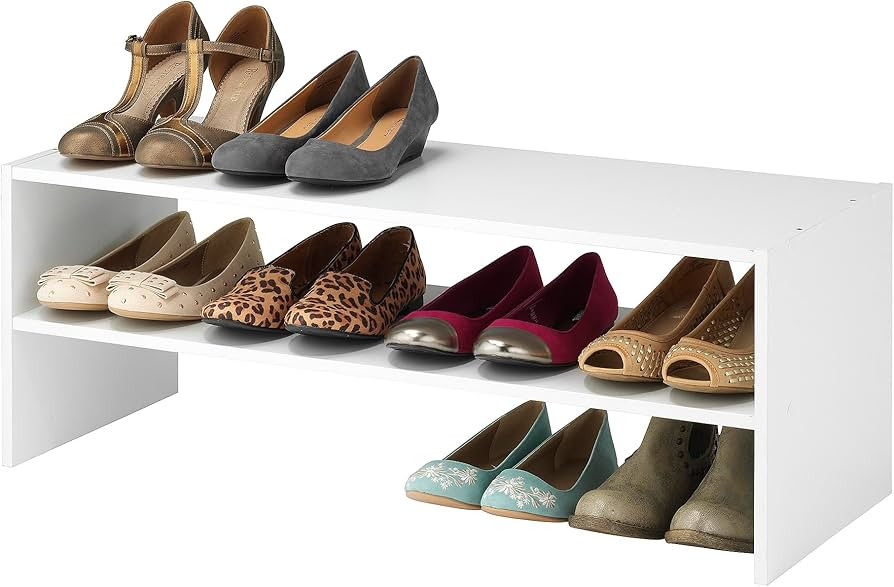 Whitmor Stackable 31" Extra Wide 2-Shelf Storage Organizer, White | Amazon (US)