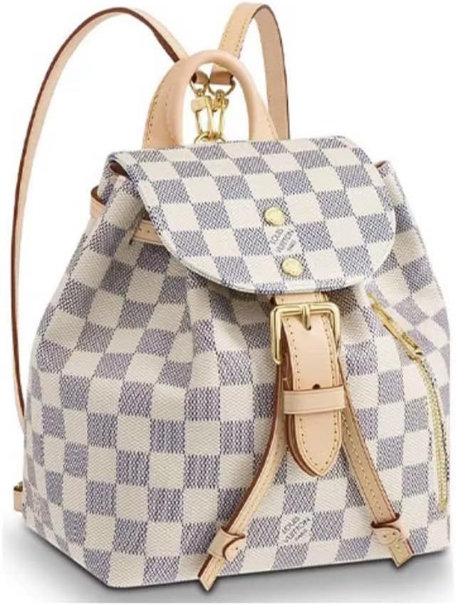 Women PU Leather Backpack Handbag Fashion Checkered Pattern Waterproof Convertible Satchel Bag Mu... | Amazon (US)