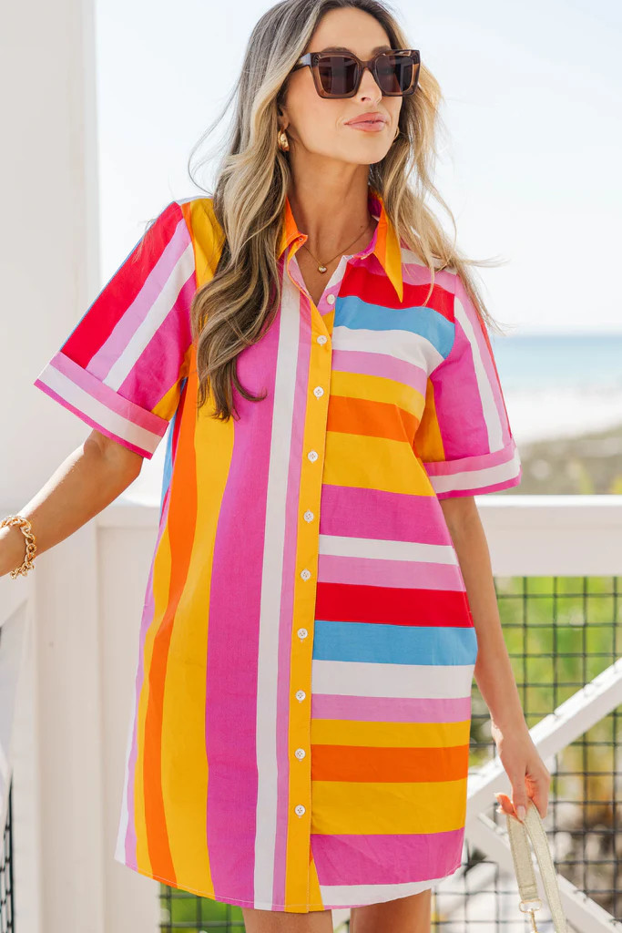 THML: Always Pulled Together Pink Striped Dress | The Mint Julep Boutique