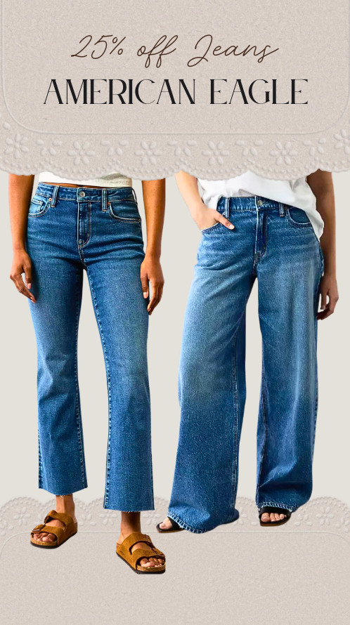 American Eagle jeans are 25% off right now 👖
The perfect time to grab everyday denim — from relaxed wide-leg styles to classic straight jeans that go with literally everything. Easy basics for spring outfits.

#ltkstyle #ltkfashion #ltksale #ltkdenim #americaneagle #americaneaglejeans #denimstyle #springfashion #everydaystyle #casualoutfits #widelegjeans #straightlegjeans #denimoutfits #affordablefashion 

 