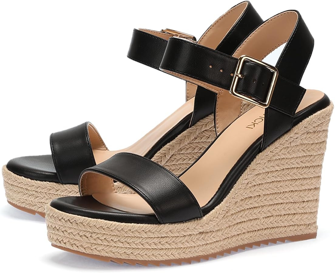 VICKI·VICKI Wedges for Women Platform Sandals Wedge Heels for Sandals Comfortable Summer Espadri... | Amazon (US)